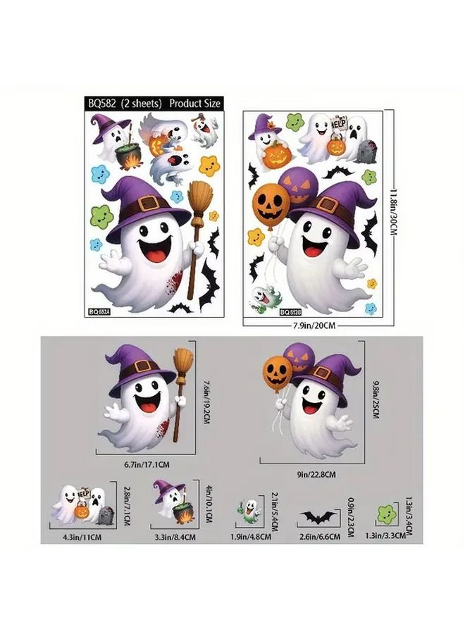 Halloween Pumpkin Ghost Window Stickers 2 Sheets Glass Castle Decorations - Image 4